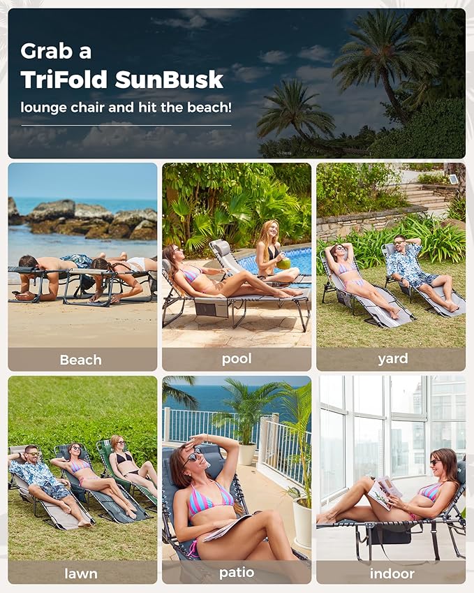 KingCamp Tanning Chair with Face Hole, Lounge Chairs Outdoor Folding Comfy - Image 7