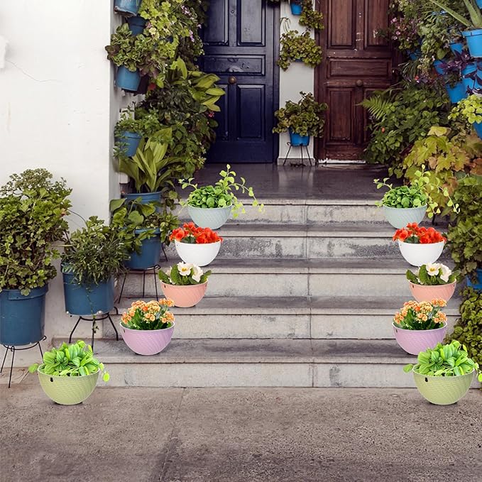 Foraineam 10 Pack Mini Hanging Planters Garden Self-Watering Flower Plant Pot - Image 7