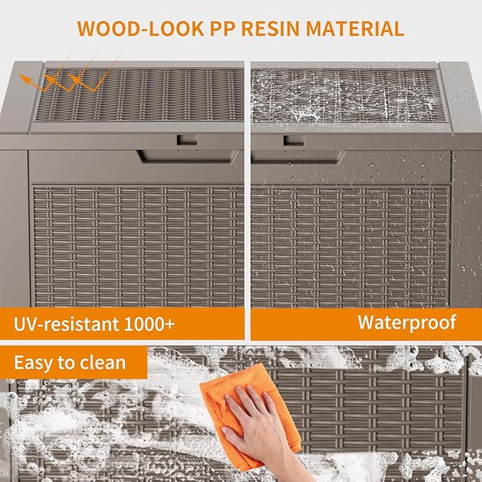EasyUp 30 Gallon Outdoor Deck Box Waterproof, Lager Patio Storage Box Indoor - Image 4