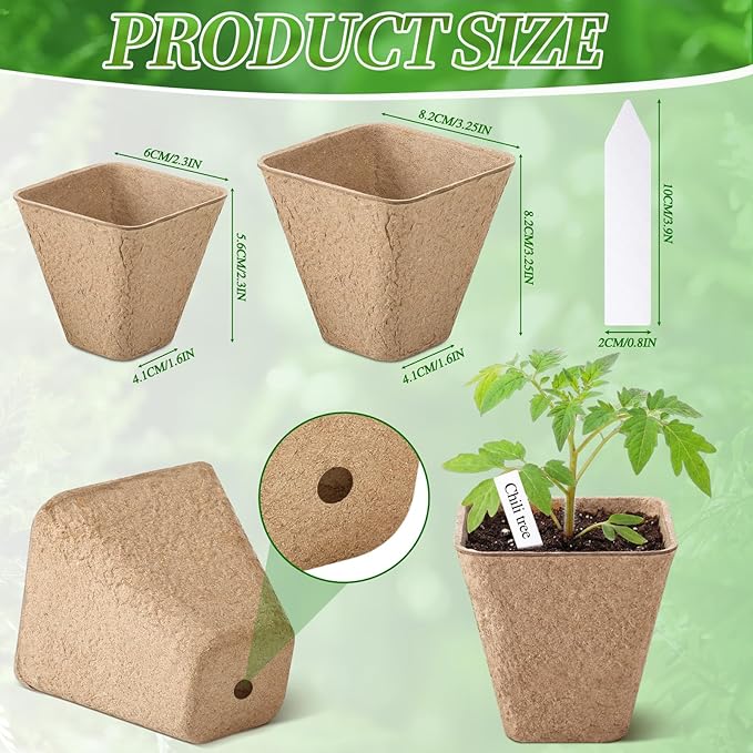 120 Pcs Square Peat Pots for Seedlings - Image 2