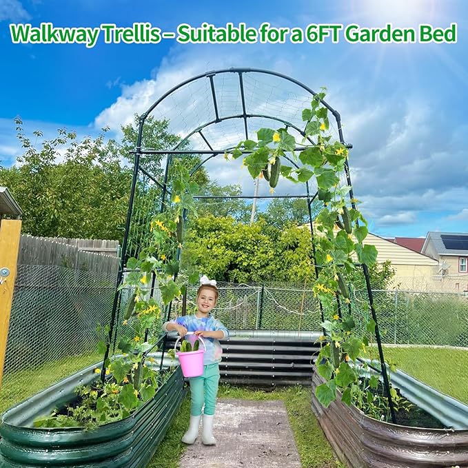 Lalahoni Garden Arch Trellis for Climbing Plants Outdoor, 7.8 Feet Tall Metal - Image 2
