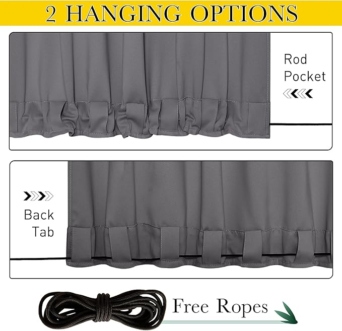 NICETOWN 2 Panels Outdoor Curtains Waterproof Extra Long 108" - Image 5