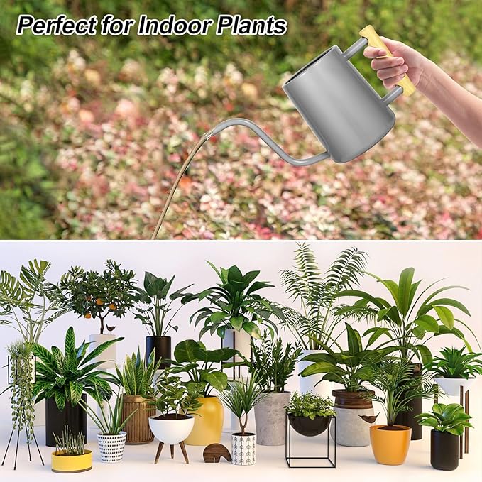 Watering Can Indoor Plants, 35 oz/1000 ml Metal Stainless Steel Watering Can Pot - Image 7