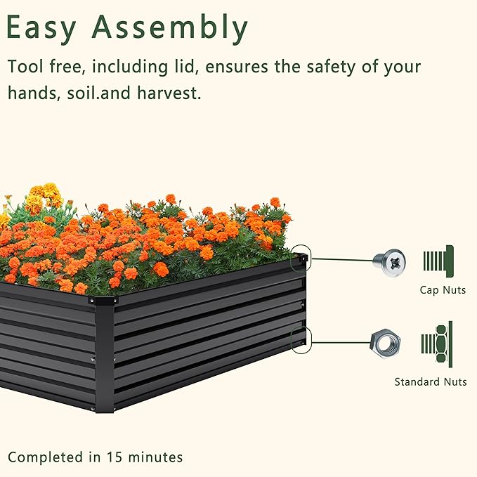 2PCS 12x2x1FT Galvanized Raised Garden Bed Kit, Vegetable Boxes-Rectangle Metal - Image 6