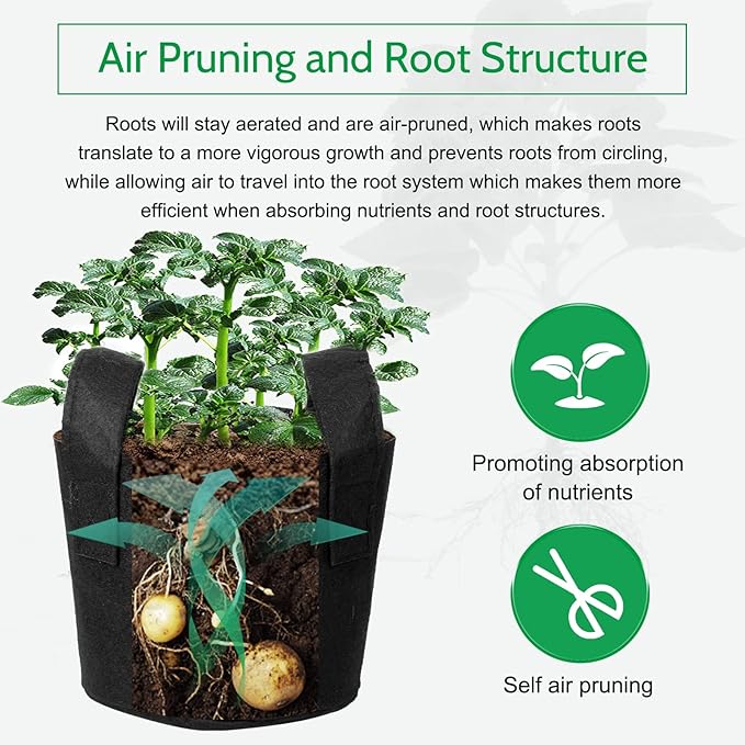 JERIA 12-Pack 3 Gallon Grow Bags, 300G Thickened Nonwoven Garden Pots, Heavy - Image 5