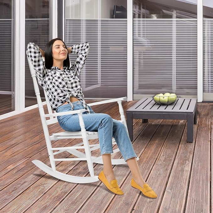 VINGLI Wooden Rocking Chair, Outdoor Chair - Image 2