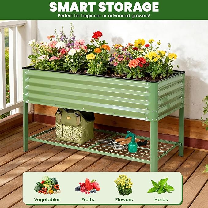 Elevated Raised Garden Bed 2' x 4'- Galvanized Metal Planter Boxes - Image 7