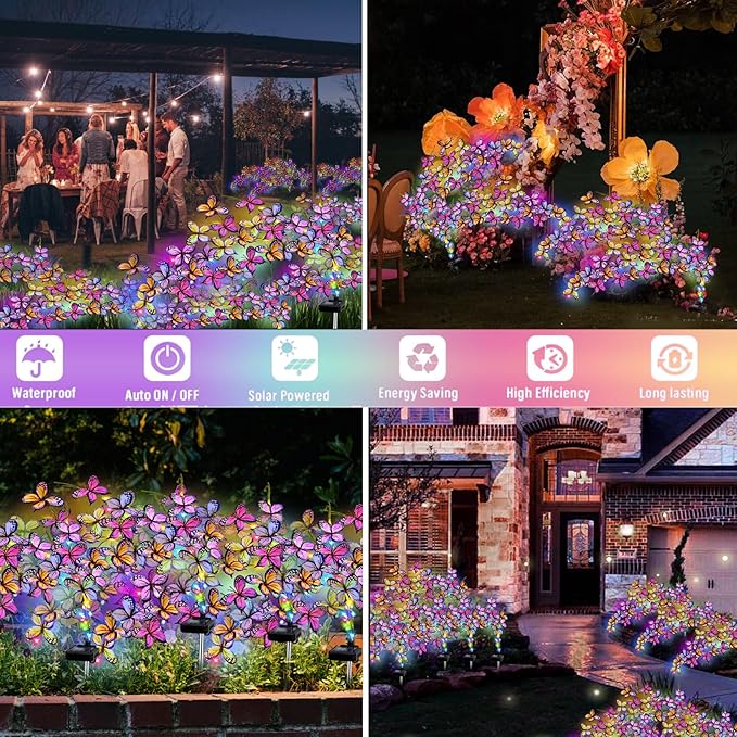 Solar Garden Lights Outdoor, Waterproof Solar Butterfly Lights 4 Pack Willow - Image 6