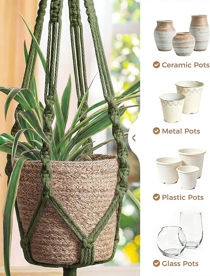 Bamworld Macrame Plant Hanger Indoor Hanging Planter - Image 2