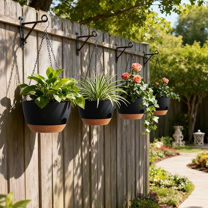 4 Pack 8 Inch Self Watering Hanging Planters - Image 6