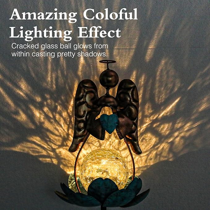 Solar Garden Lights Metal Flower Decor Colorful Solar Pathway Light - Image 3
