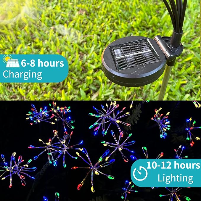 JJGoo Solar Garden Lights, New Upgraded 2 Pack Solar Swaying Starburst Light - Image 6