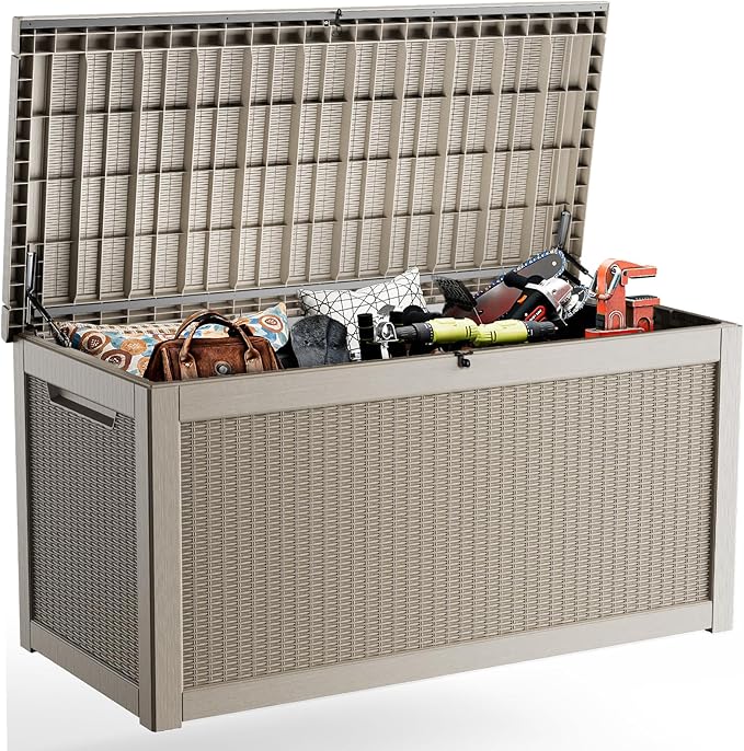 ROJIK Outdoor Storage Housing Deck Box, Waterproof Patio Furniture, Garden Tools by ROJIK