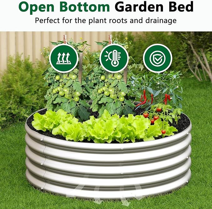 zizin 2 Pack Galvanized Raised Garden Bed Metal Round Raised Garden Beds - Image 5