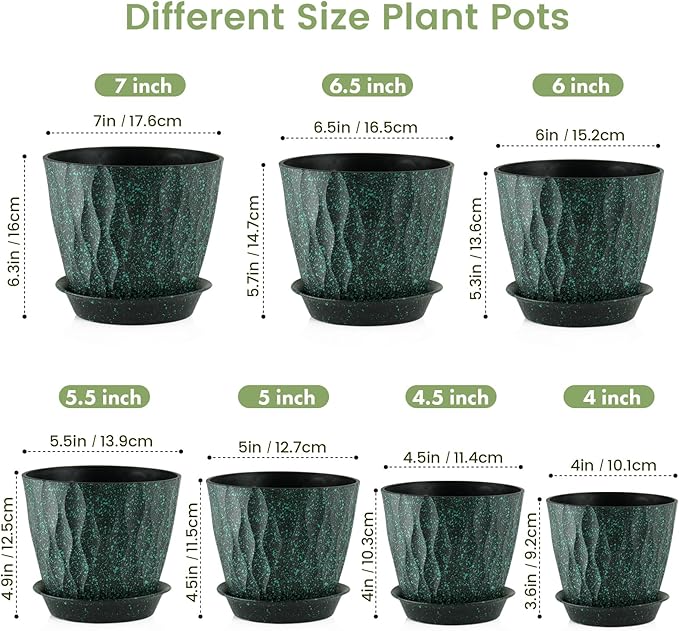 7/6.5/6/5.5/5/4.5/4 inch Plant Pots - Image 2