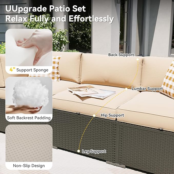 Aoxun Patio Furniture Set, 11 Piece Outdoor Sectional Sofas - Image 2