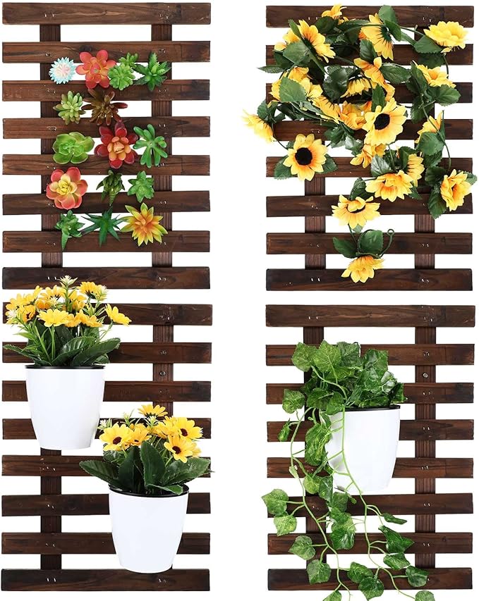 Weysat 4 Pcs Wall Planter Wooden Orchid Hanging Planter by Weysat