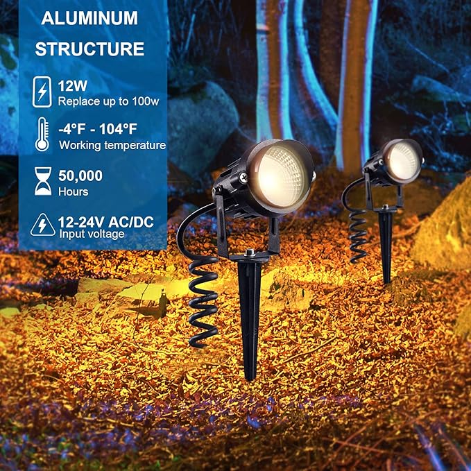 SUNVIE 24 Pack Low Voltage Landscape Lights LED 12W Landscape Lighting - Image 3