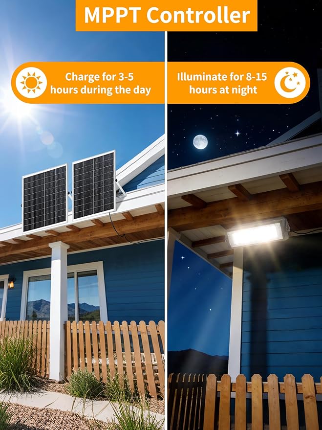 WERISE Solar Flood Lights Outdoor Waterproof IP66, 3600 Lumen 6500K LED - Image 2