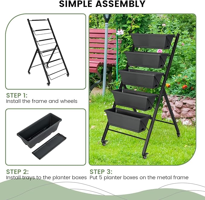 Giantex Vertical Raised Garden Bed on Wheels, Elevated Planter Raised Beds - Image 6