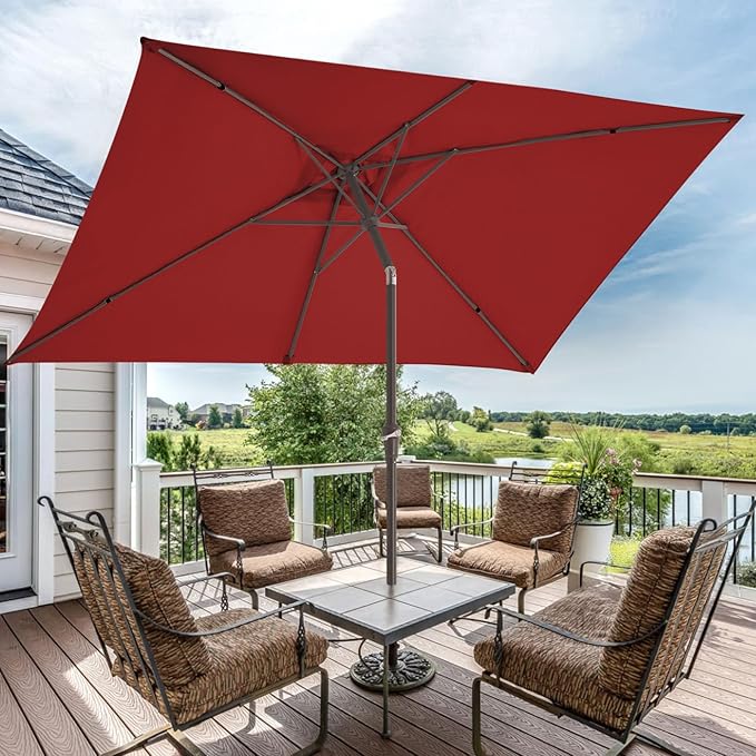 JEAREY 6.5x10 ft Rectangular Patio Umbrellas Rectangle Outdoor Umbrella - Image 6