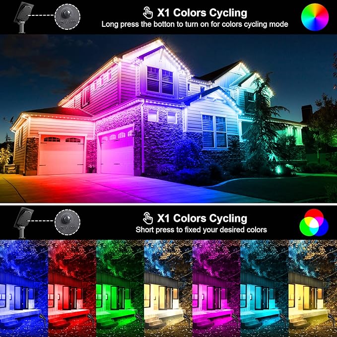 T-SUNUS RGB Solar Landscape Spotlights Christmas, Color Changing Spot Lights - Image 2