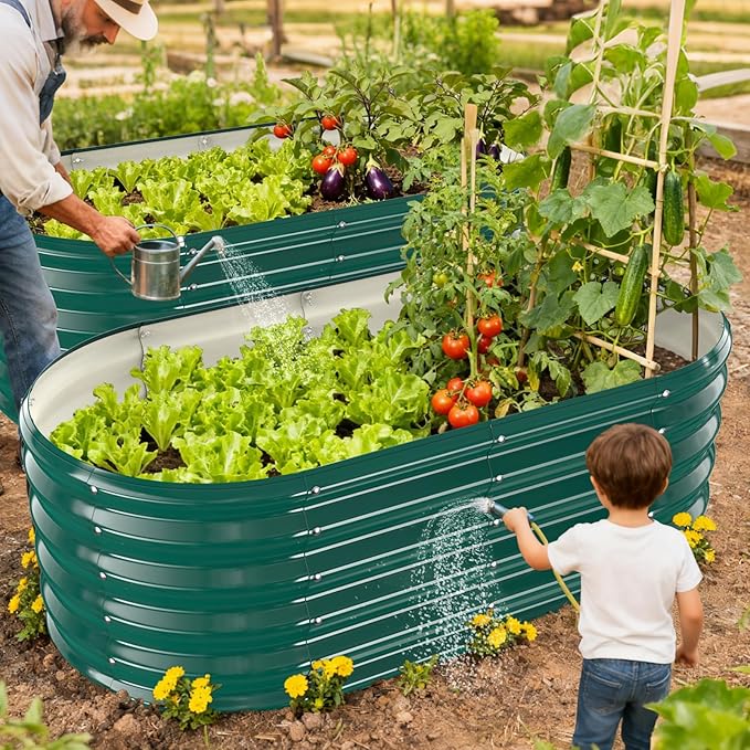 17" Tall Outdoor Garden Raised Garden Bed Kits, 4ft X 2ft Oval, 0.8MM Thick - Image 6
