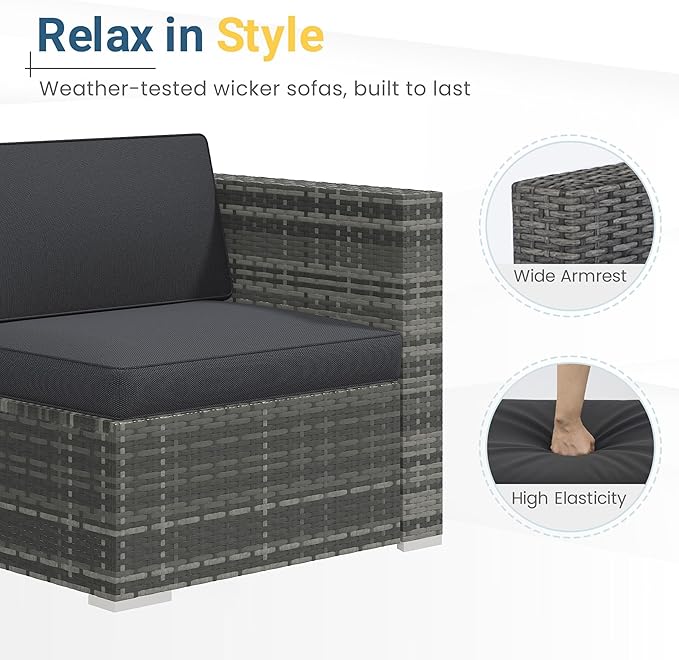 Wisteria Lane 5-Pieces Outdoor Patio Furniture Set, All Weather Wicker Rattan - Image 3