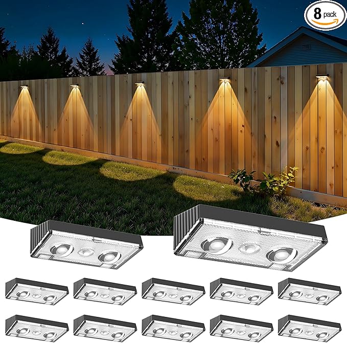 NIORSUN Solar Fence Lights, 12 Pack Deck Light, Led Lights Warm White Outdoor by NIORSUN