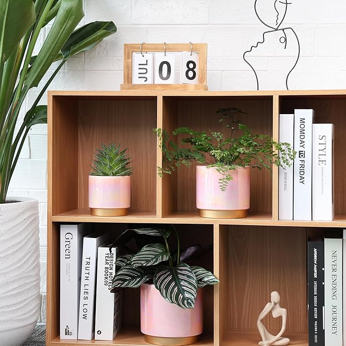 Gepege Pink Indoor Plant Pots for Plants, Ceramic Planter - Image 6