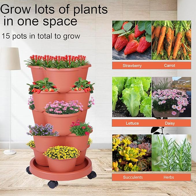 5-Tier Vertical Garden Tower Stackable Planter - Image 7