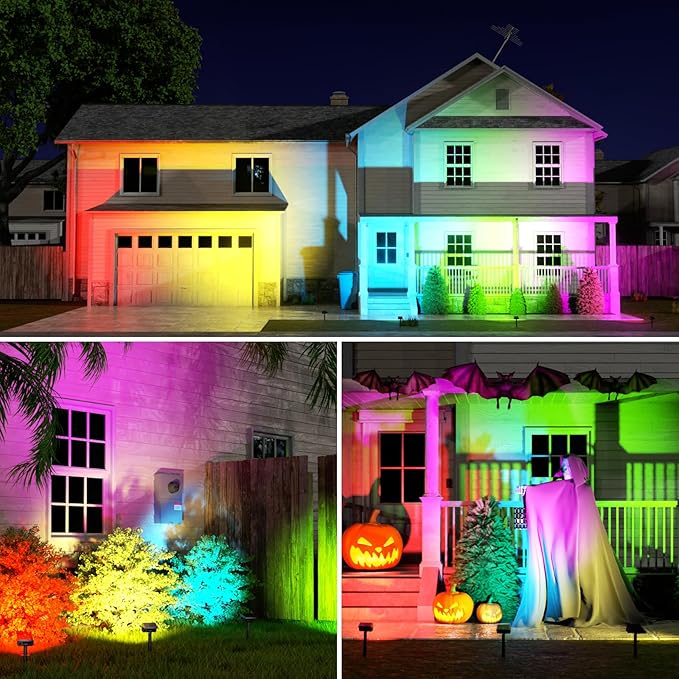 Fabrito Color Changing Solar Spot Lights Outdoor 10 Pack, Auto On/Off RGB - Image 6