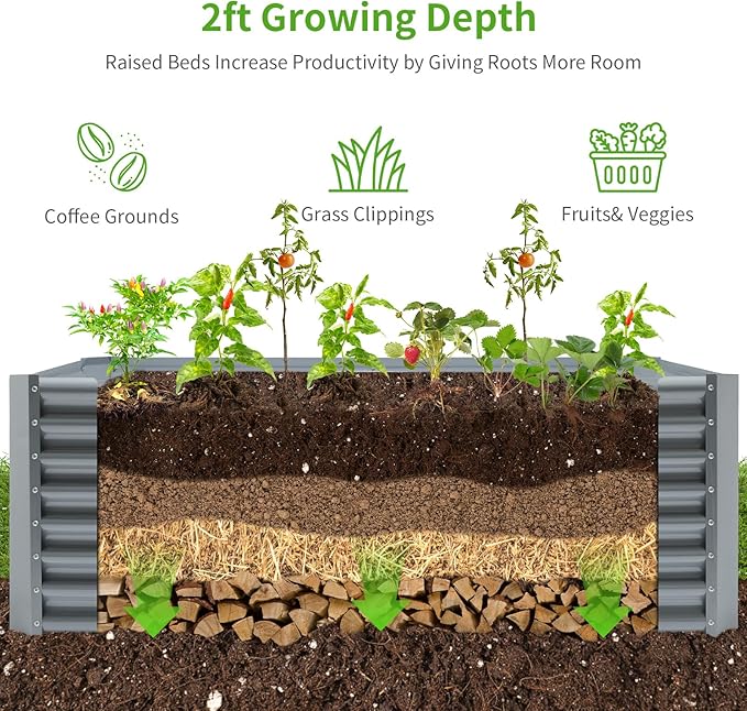Land Guard 6×3×2ft Galvanized Raised Garden Bed, Planter Boxes Outdoor - Image 3