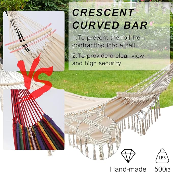 Hammock Hanging Swing Double Max 500lbs Macrame - Image 2
