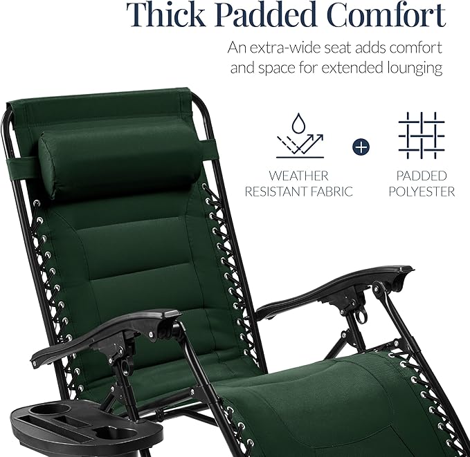 Best Choice Products Oversized Padded Zero Gravity Chair, Folding Outdoor Patio - Image 4