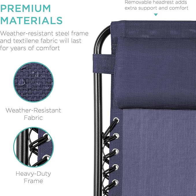 Best Choice Products Set of 2 Adjustable Steel Mesh Zero Gravity Lounge Chair - Image 6