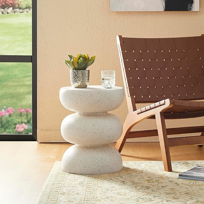 Glitzhome Outdoor Side Table Set of 2, Heavy Duty Indoor Outdoor Round Planter - Image 7