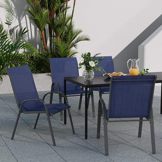 Patio Dining Chairs Set of 6, Outdoor High Stacking Chairs，Breathable Seat - Image 7