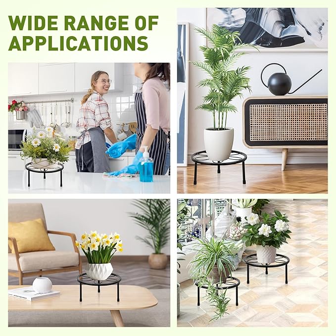 ESRICH 2 Pack 7.8" Metal Plant Stand Indoor, Rustproof Round Heavy Duty Flower - Image 7