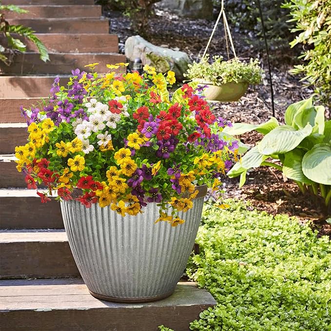 Artificial Fake Plants Flowers for Outdoor Spring Decoration, 16 Bundles Faux - Image 5