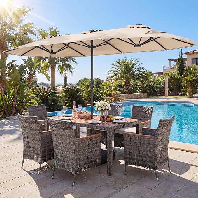 Tangkula 9 Piece Rattan Outdoor Dining Set by TANGKULA