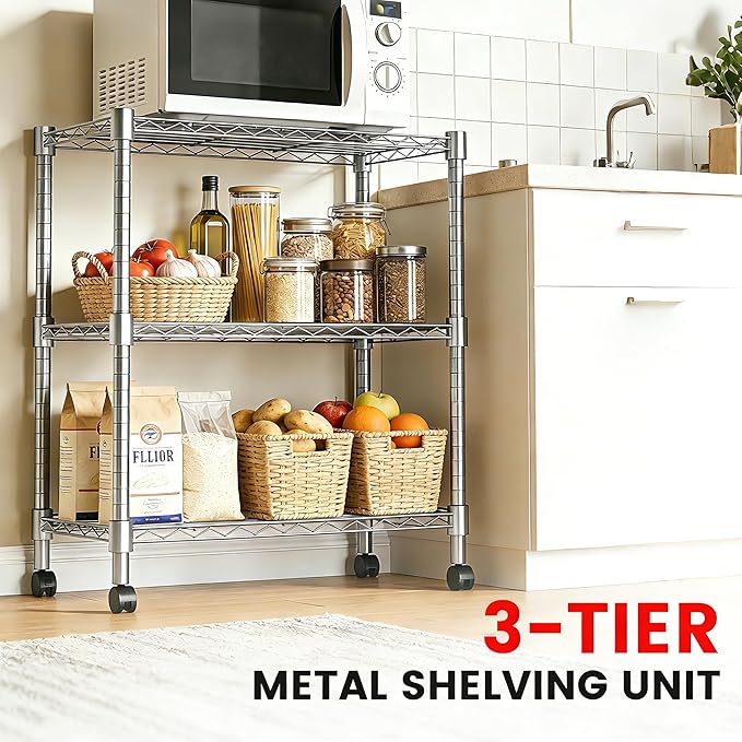 Xcity Storage Shelves, 3 Tier Heavy Duty Metal Shelving Unit - Image 3