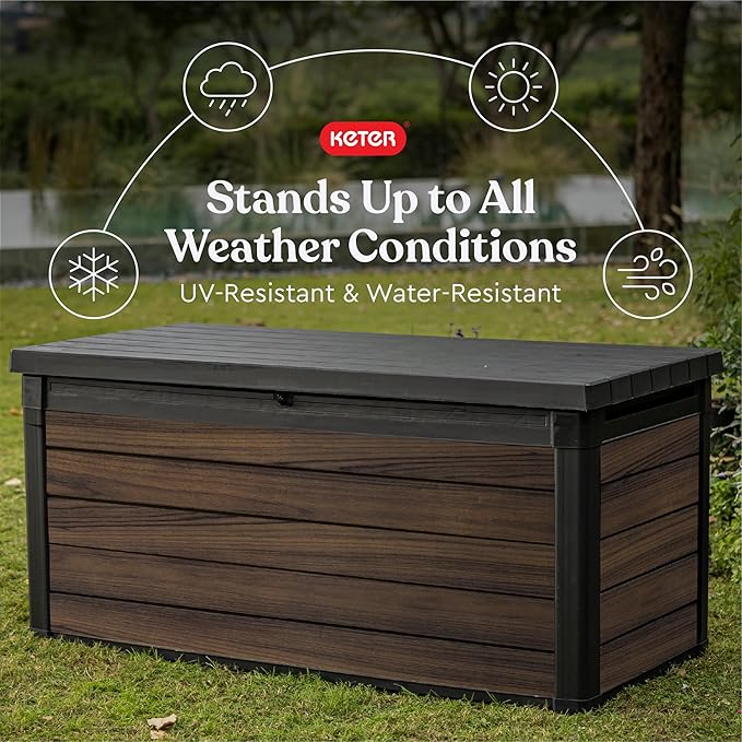 Keter Signature Collection 150 Gallon Resin Deck Box Organization and Storage - Image 4
