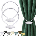 Hion Magnetic Curtain Tiebacks White 2pcs, Curtain Tiebacks Buckles Holdbacks by Hion