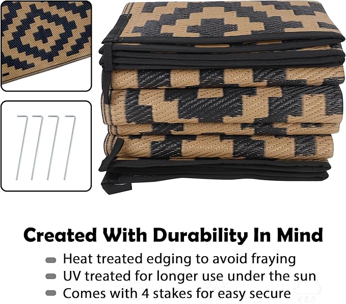 SAND MINE Reversible Mats, Plastic Straw Rug, Modern Area Rug, Large Floor Mat - Image 4