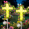 YJFWAL Solar Flower Cross for Cemetery Grave, Grave Decorations for Cemetery by YJFWAL