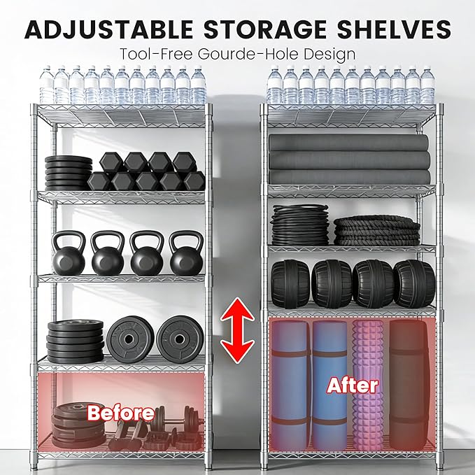 Xcity Storage Shelves, 5 Tier Heavy Duty Metal Shelving Unit, 2000 LBS Capacity - Image 4