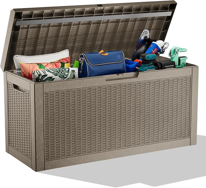 ROJIK Outdoor Storage Housing Deck Box, Waterproof Patio Furniture, Garden Tools by ROJIK