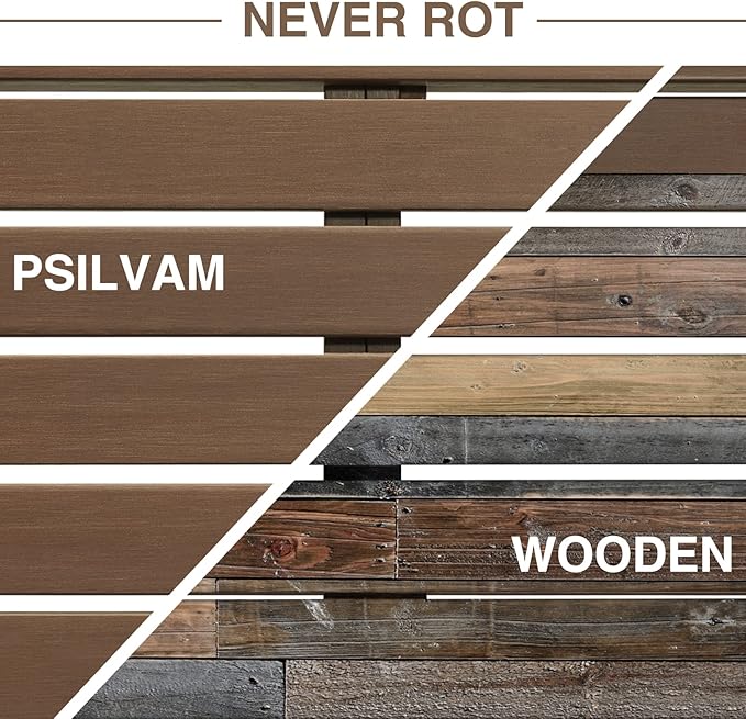 Psilvam Knight Bench, Two Person Outdoor Poly Lumber Patio Backless Bench - Image 6