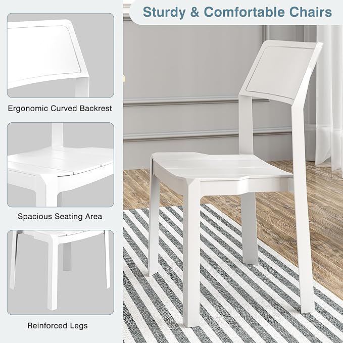 VECELO 4 Pack Stackable Dining Chairs, Plastic Patio Chairs - Image 6